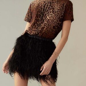 Cynthia Rowley black ostrich feather skirt in size 0.